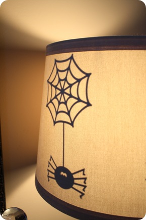 black Halloween cut outs on lamp shade